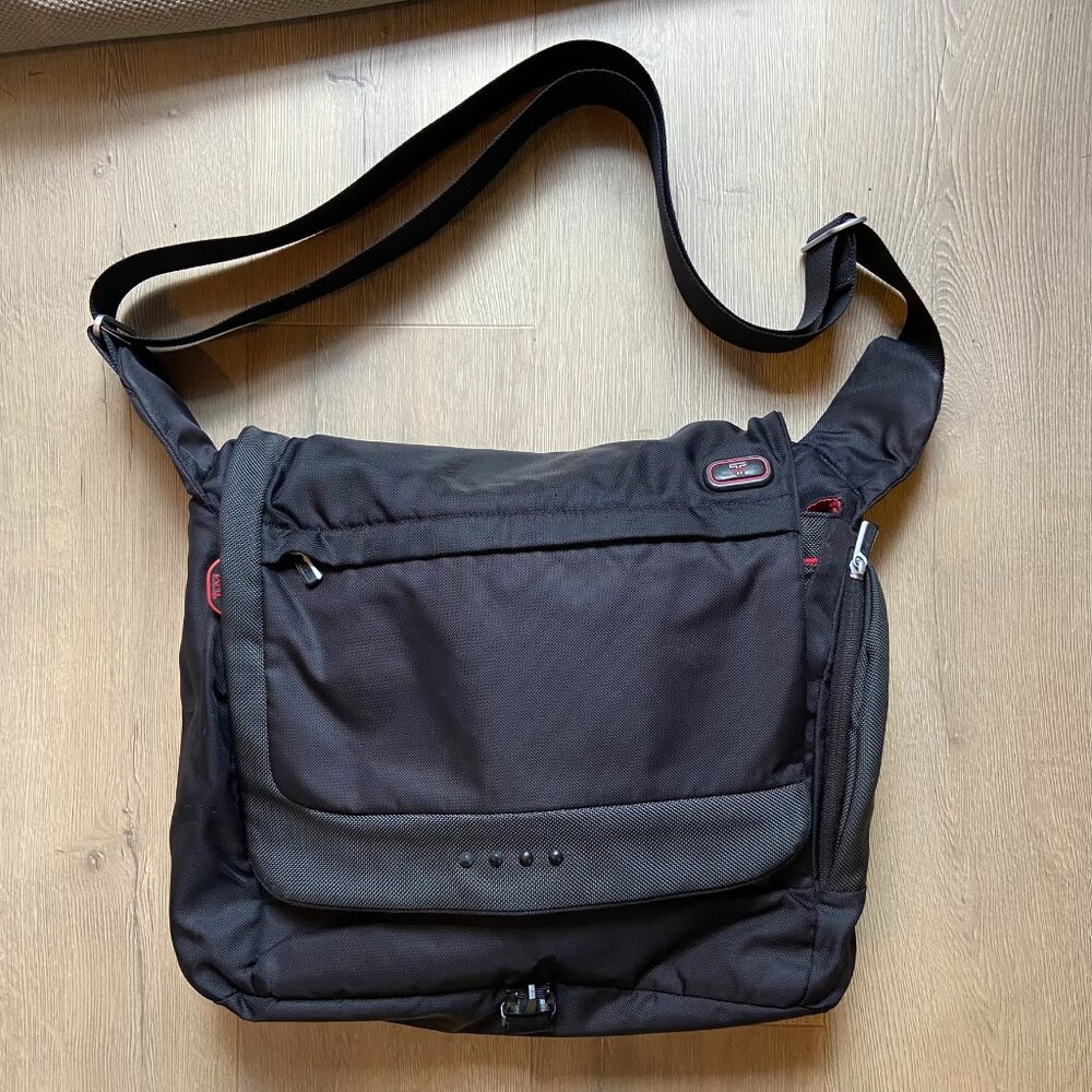 Tumi T Tech Black Laptop Crossbody Padded Messenger Bag